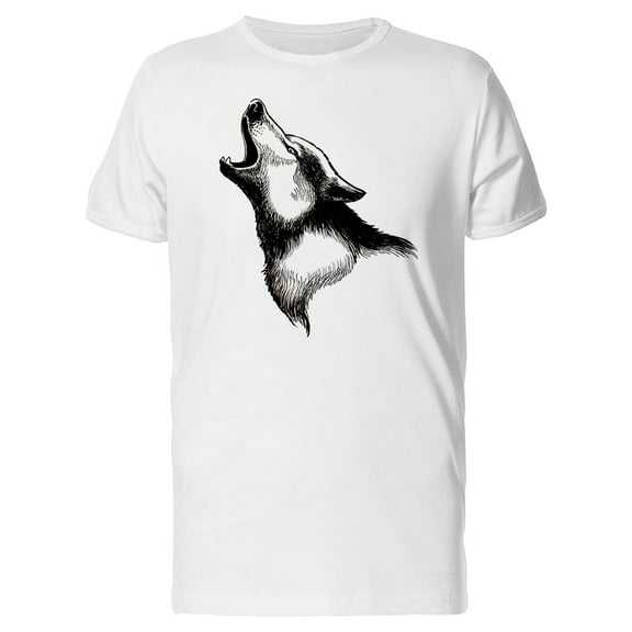 Grunge Wolf Howling Sketch T-Shirt Men -Image by Shutterstock, Male XX-Large