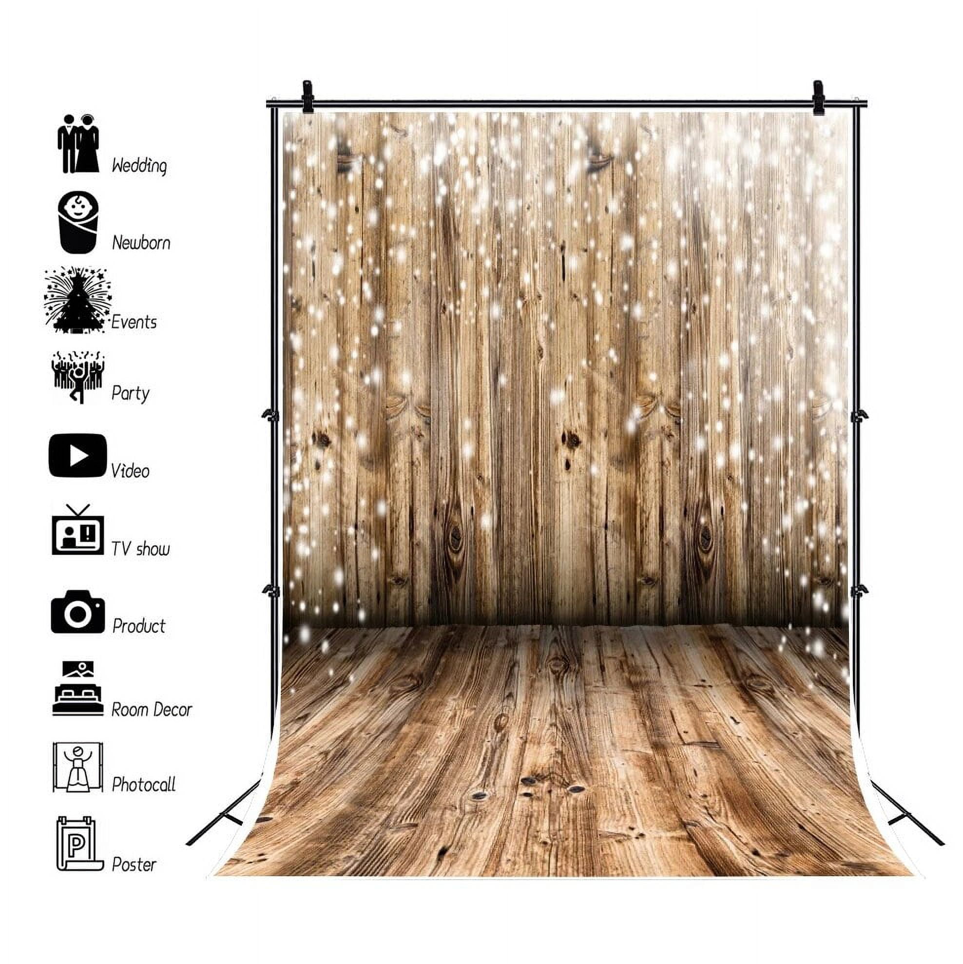 AOFOTO 12x8ft Vintage Wood Plank With Rose Floral Photography Backdrop Retro Pink