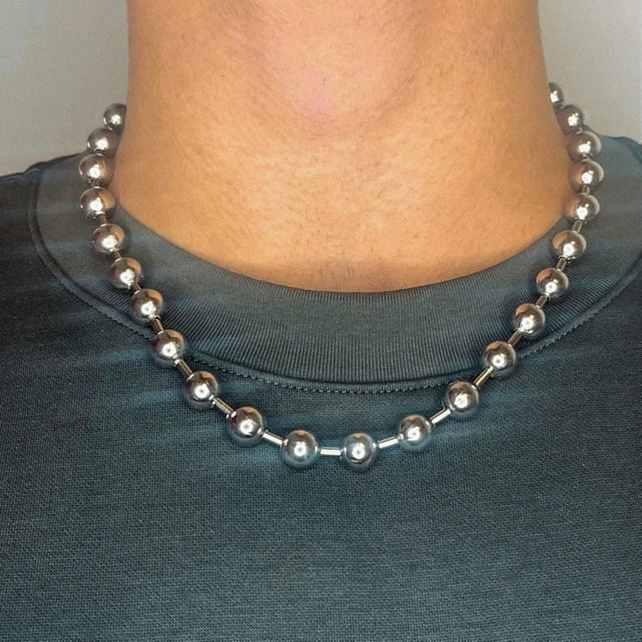 [韓国人気ジュエリー] BIJOU Cutted Ball Chain Necklace Grunge Y2K Statement Oversized 10mm Ball Chain Choker