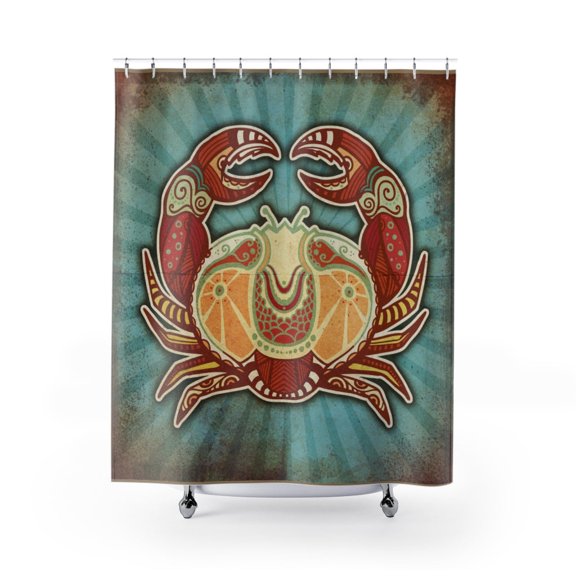 Grunge Zodiac Cancer Premium 71"x74" Waterproof Shower Curtain for Stylish Bath Decor