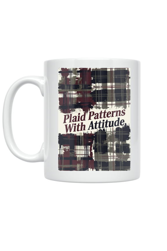 Grungy Plaid Design - Edgy Nostalgia Enthusiast - 11 oz Ceramic Coffee Mug