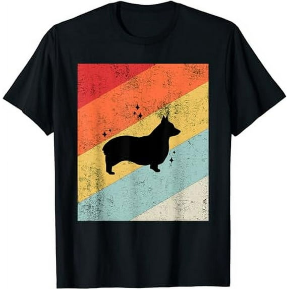 Grungy Welsh Corgi Silhouette Retro Dog Lover Pet Owner T-Shirt
