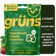 Gruns Sugar Free Superfood Multivitamin Greens Gummies for Adults, 3 Count