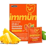 Immun by Gruns Daily Immune Support Gummies with Vitamin C, Zinc, Elderberry, 12 Count