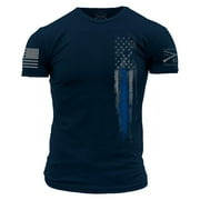 Grunt Style Blue Line Flag - Men's T-Shirt (Blue, Large)