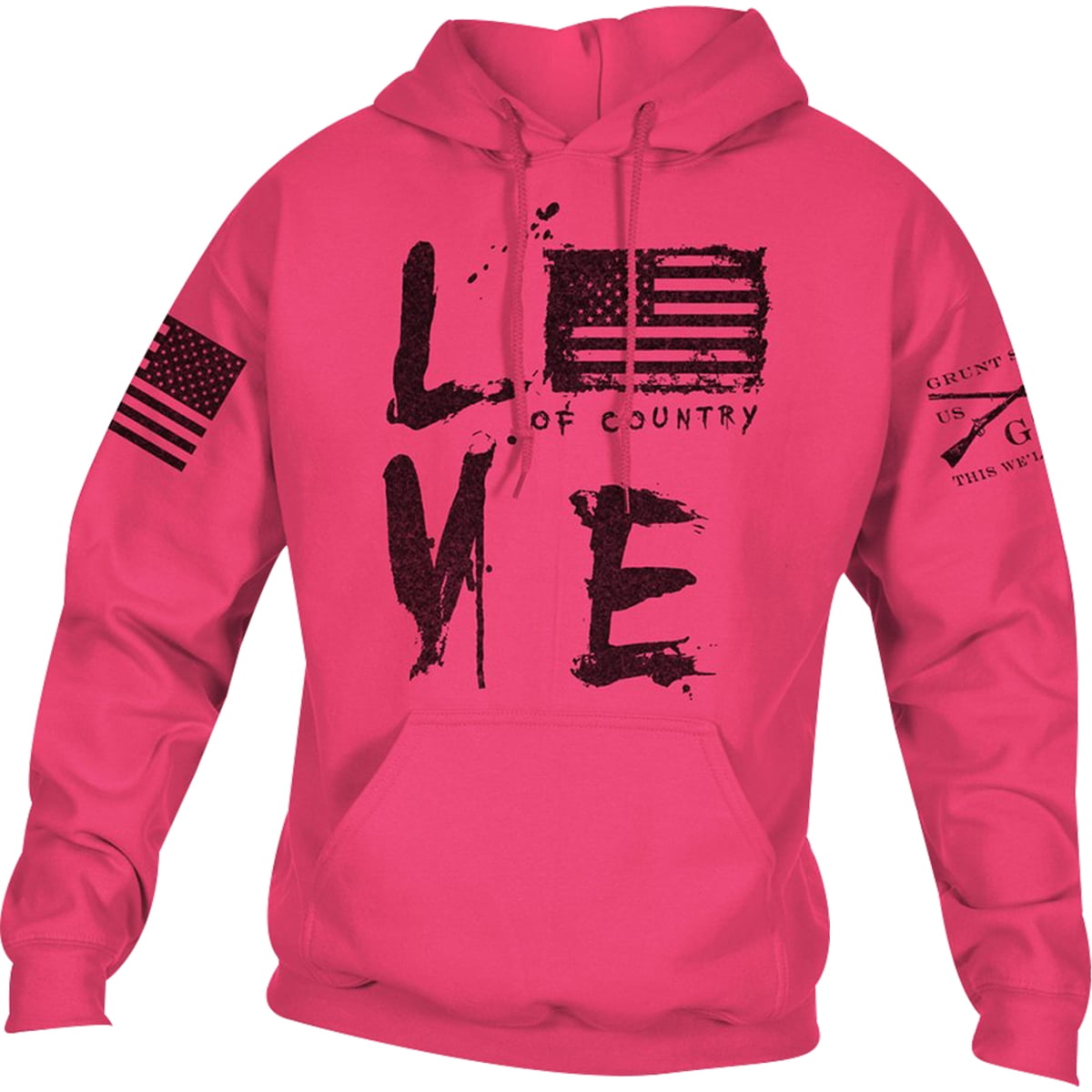 Grunt Style Love Of Country Pullover Hoodie Large Pink