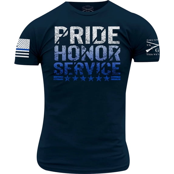 Grunt Style Pride, Honor, Service T-Shirt - 4XL - Navy