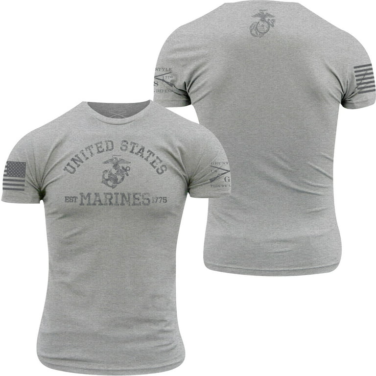 - Small Heather Athletic Grunt Est. - Style - USMC 1775 T-Shirt