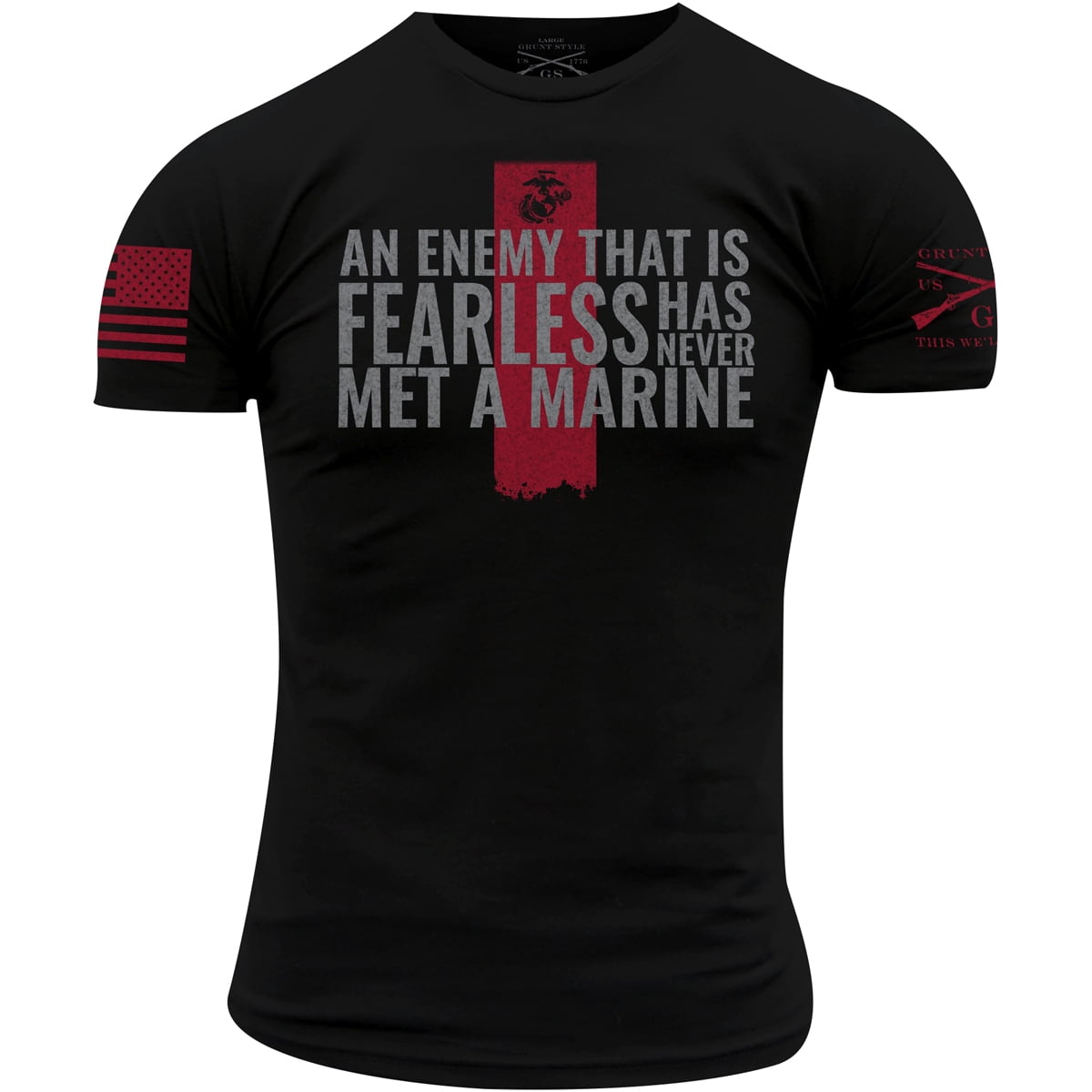 Grunt Style USMC - Never Met A Marine T-Shirt - Small - Black