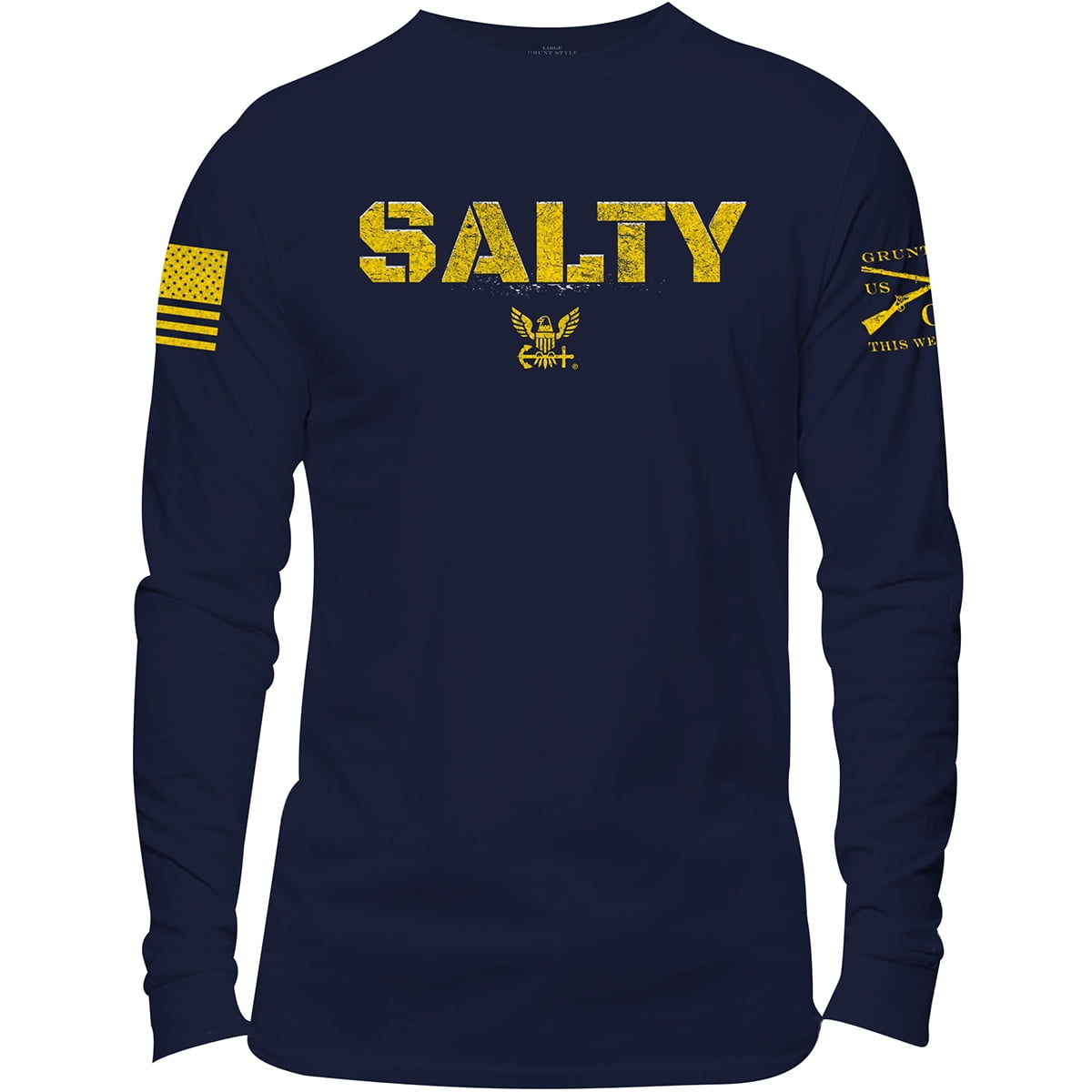 Grunt Style USN - Salty Long Sleeve T-Shirt - Medium - Navy 