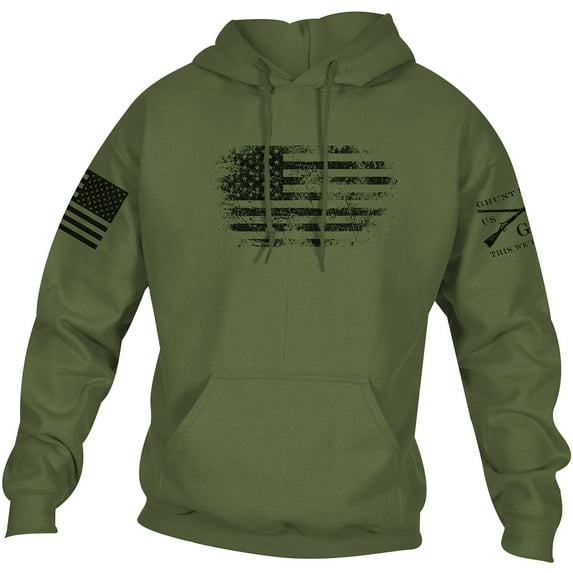 Grunt Style Vintage American Pullover Hoodie - Small - Military Green