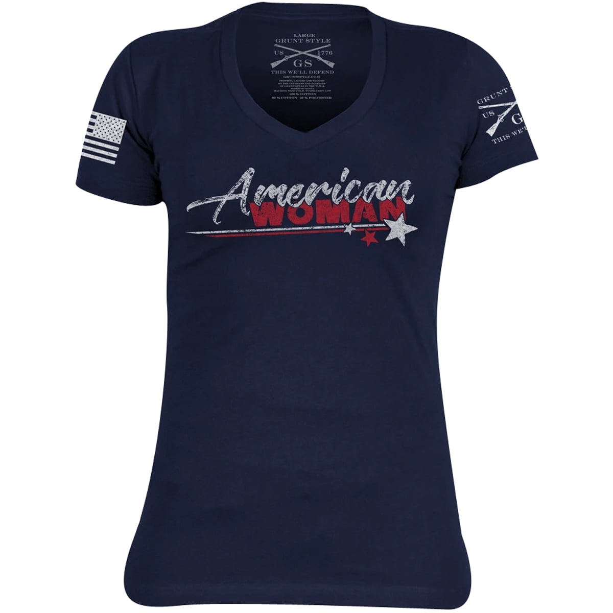 Grunt Style Women's American Woman V-Neck T-Shirt - 2XL - Midnight