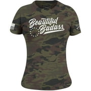 Grunt Style Women's Beautiful Badass T-Shirt - XL - Woodland Camo
