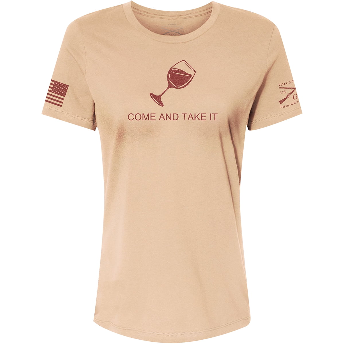 https://i5.walmartimages.com/seo/Grunt-Style-Women-s-Come-And-Take-It-Wine-Edition-Relaxed-T-Shirt-XL-Sand_54e195c0-7e68-4857-84bd-7be374a757d0.817bb0522ed5d2d5cca28ed82a441bbf.jpeg