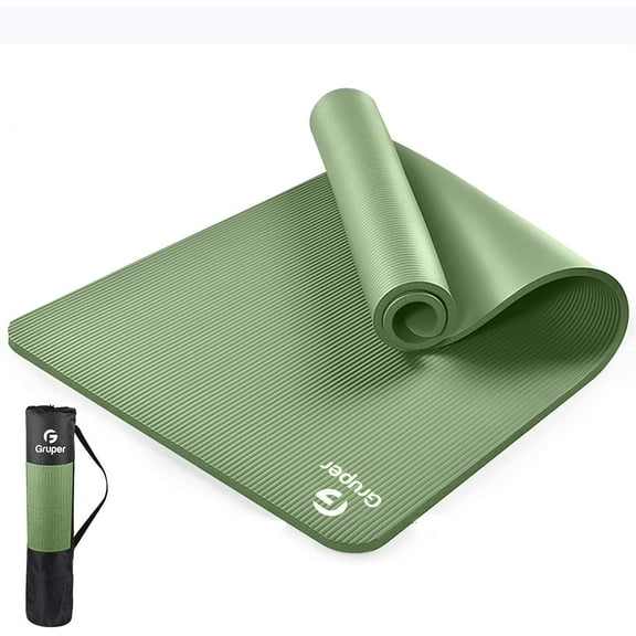 Gruper Thick Yoga Mat Non Slip, Large Size 72" L x 32" W x 0.6" TH, Premium Exercise & Fitness Mat with Carrying Strap and Bag, Workout Mats for Home