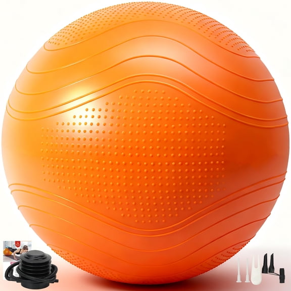 Gruper Yoga Ball, Multiple Sizes Non Slip Exercise Ball for Workout, Birthing, Balance, Stability, Pregnancy,Anti Burst Chair for Home and Office, Includes Quick Pump & Fitness Guide