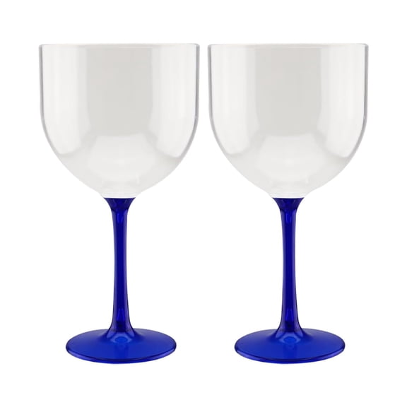 Grupo Mirandinha 2 Neon Blue Gin Acrylic Cups 18.6 fl oz, Durable