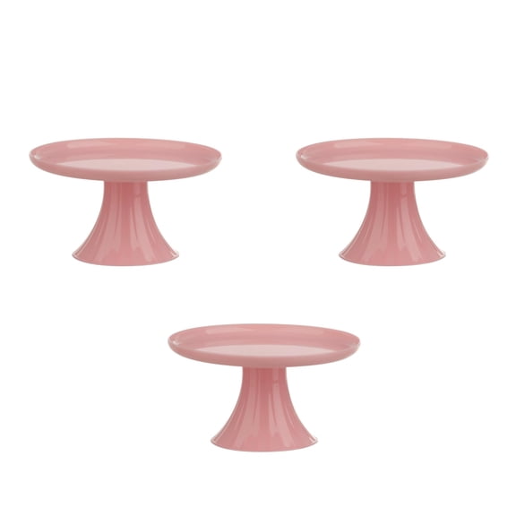 Grupo Mirandinha - 3 Baby Pink Mini Cake Stands  Durable & Reusable