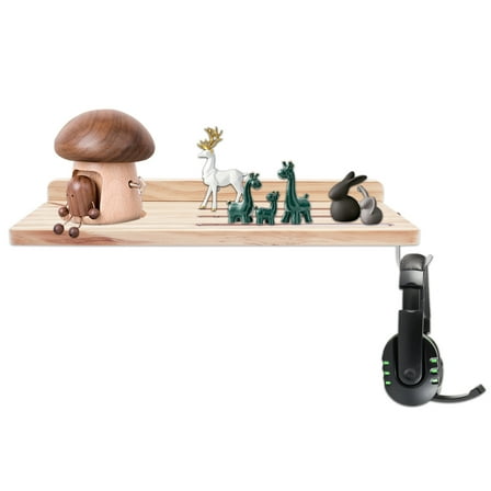 Grusce 1 Tier Figures Display Floating Shelf, Easy Install Figures Storage Hanging Rack, Wall Mounted Wooden Floating Shelf Toy Storage Organizer