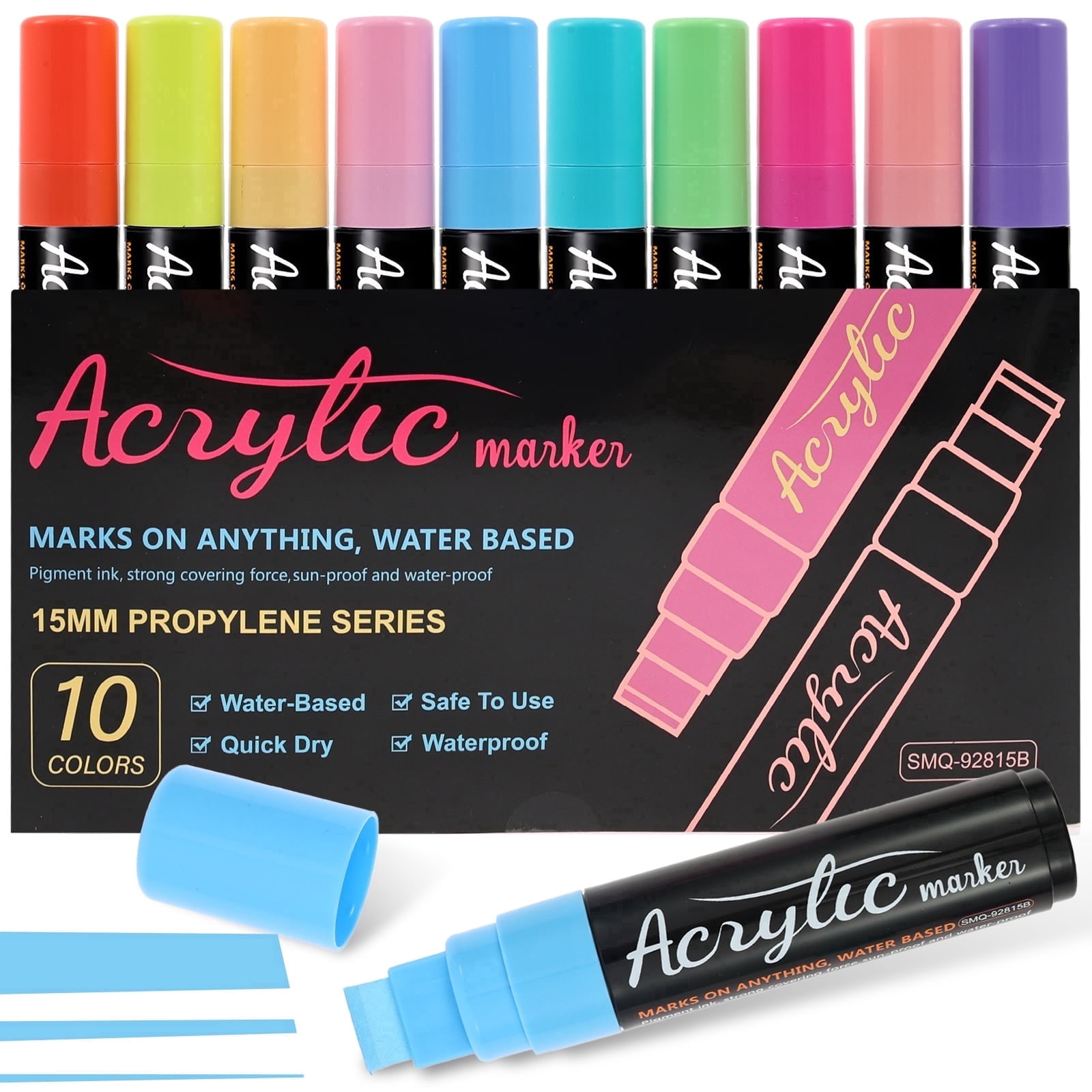 NUAHRHY 10 Colors Jumbo Markers, 0.59" Felt Tip Large Acrylic Paint Graffiti Markers, Permanent Graffiti Pens for Coloring Gifts, Poster Outdoor Signs Stone Ceramic Canvas Painting, Soft Color