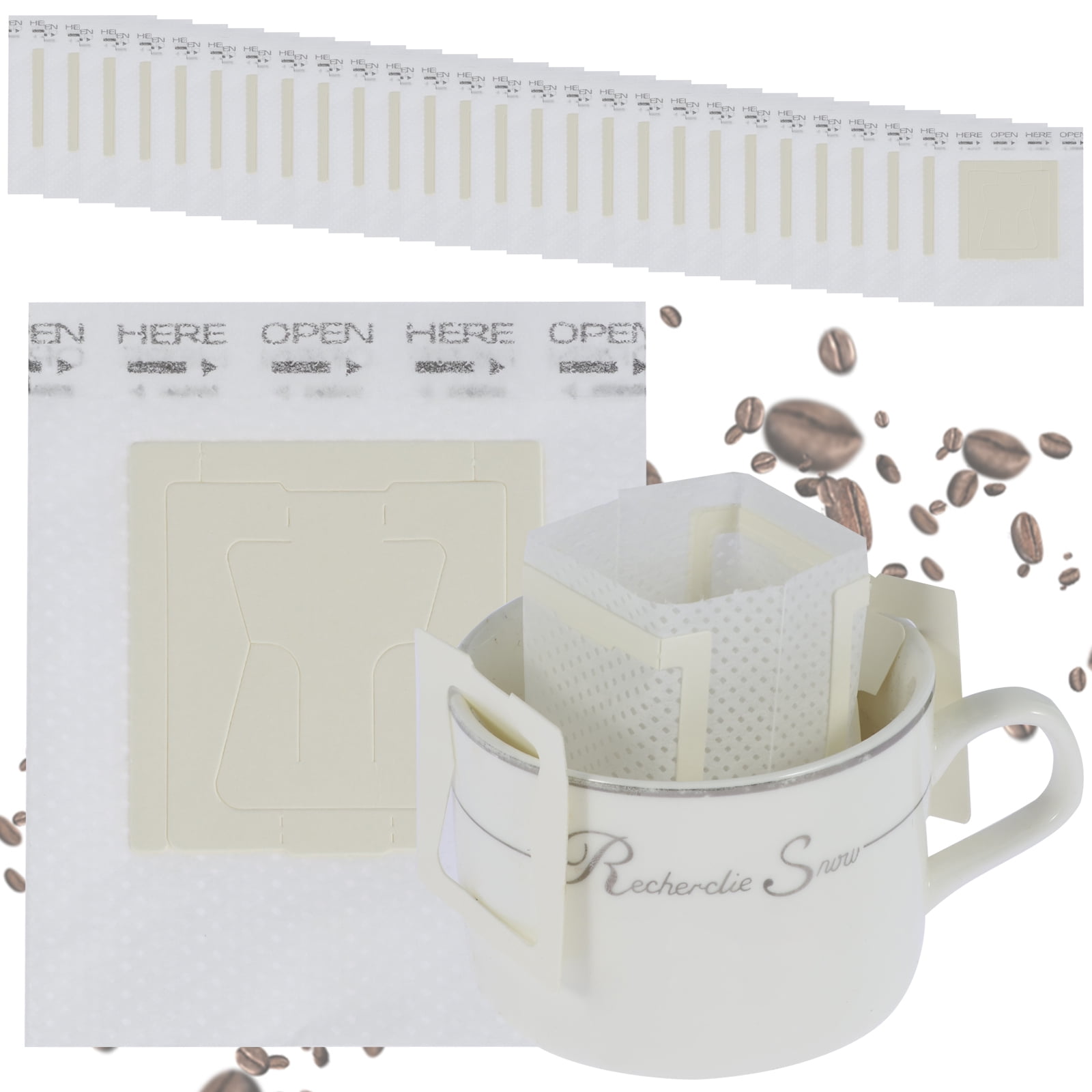 Grusce 100Pcs Portable Coffee Filter Bag with Hanging Ear Design