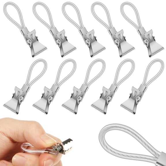 Grusce 10PCS Tea Towel Clip, Metal and Plastic Tea Towel Storage Clip with Hanging Loop, Small Hook Clips for Bedroom Bathroom Kitchen Cupboard