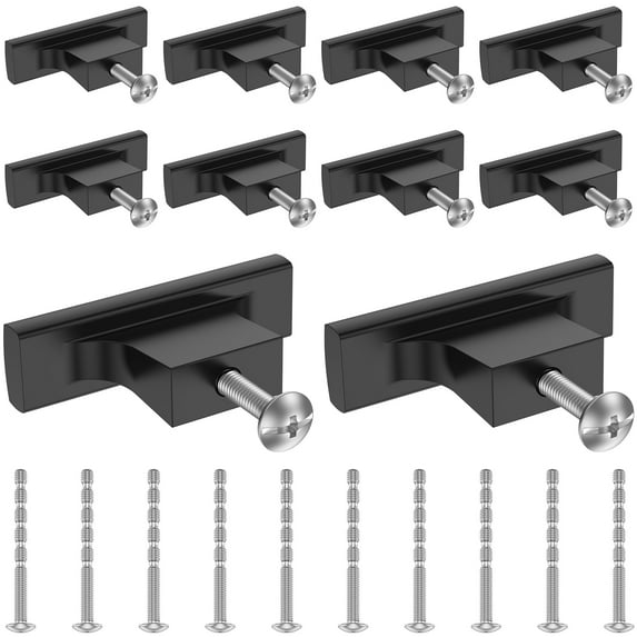 Grusce 10pcs Matte Black Kitchen Cabinet Knobs Dresser Knobs Drawer Knobs Single Hole Cabinet Pull Handles for Kitchen Wardrobe Cupboard