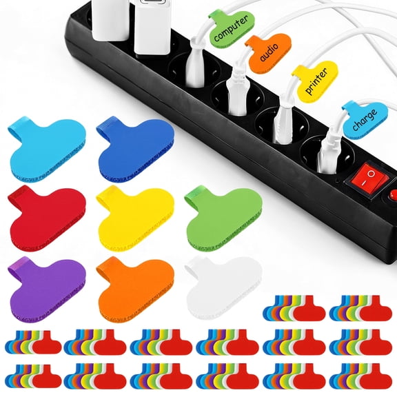 Grusce 120PCS Multi Color Cable Label with Writable Surface, Wire Label for Cable Management and Organization 1.5 x 0.69 in Cord Tag 8 Colors