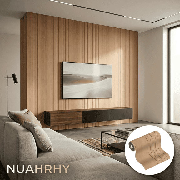 Peel and Stick Slat Wall Panel, Self Adhesive 3D Wood Grain Wallpaper, Soundproof PVC Wall Panels for Bedroom, Living Room & Ceiling Decor, 15.75"x118"