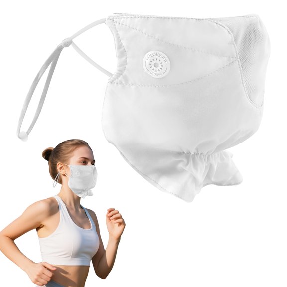 Grusce 1PC Soft and Breathable Face Scarf Cover with Ear Loop, Sun Protection Face Cover, Sun Protection Neck Gaiter for Outdoor Golf Hiking Running, White