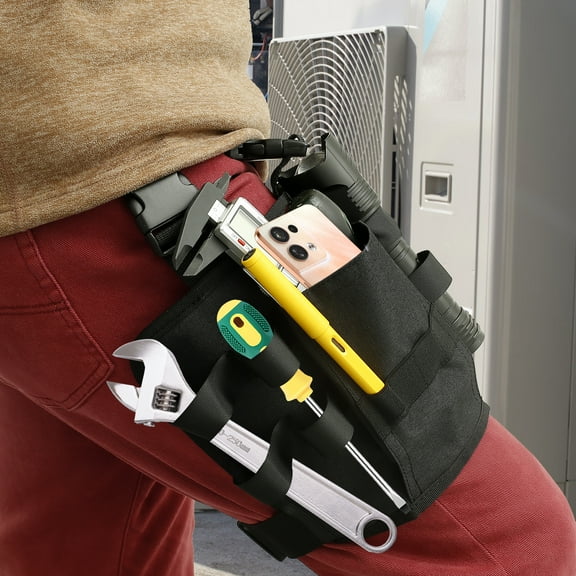 Grusce 1pc Electrician Tool Pouch Oxford Cloth Tool Belt Bag Multiple Pockets Utility Belt Pouch Portable Tool Pouch with Adjustable Strap for Electrician Gardener