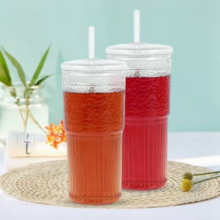 Glass Tumbler with Straw and Lid 15oz Glass Cups Glass Water Bottle  Smoothie Cups Juice Drinking Cup…See more Glass Tumbler with Straw and Lid  15oz