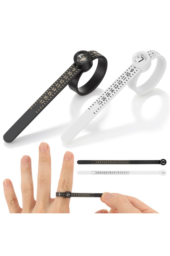 2 Pack Ring Sizer Measuring Tool with Magnifier for Clear and Intuitive Reading, Reusable TPU Ring Sizer with Lens 1-17