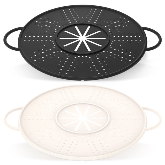 Grusce 2 Pack Silicone Splatter Screen for Frying Pan, Foldable Splash Guard, Multi Use Grease Splatter Guard, Heat Resistant Trivet Mat Dishwasher Safe