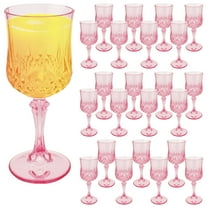 Grusce 24PCS Clear Plastic Wine Glasses, Reusable Plastic Wine Glasses, Pink Goblet Champagne Glass, Durable and Sturdy Cups Can Be Ssed for Various Parties Such as Weddings, Party