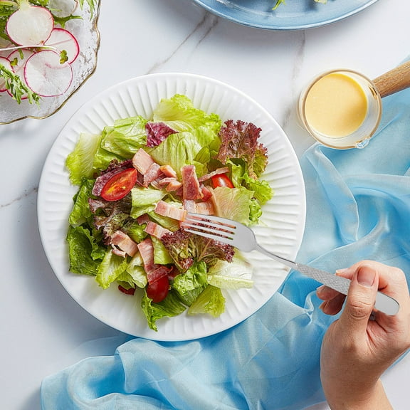 Grusce 25pcs Silverware Set with Holder Stainless Steel Hanging Flatware Set with Nonslip Handles Practical Cutlery Kit for Home Kitchen Gathering Party