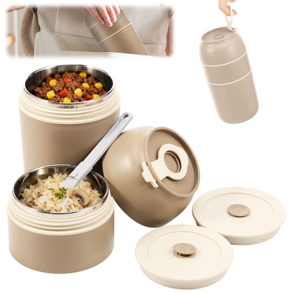 Grusce 26oz Soup Thermo for Hot Food, Insulated Food Jar, Vacuum Insulated Stainless Steel Lunch Container, Insulated lunch Box Leakproof Bento Box with Spoon, Wide Mouth Thermo for Soup & Fo