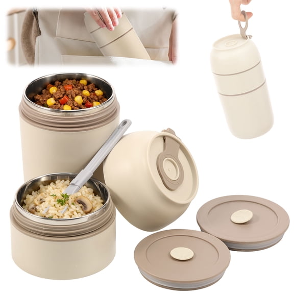 Grusce 26oz Thermal Food Jar Container, 780ml Stainless Steel Thermo Lunch Containers, Wide Mouth Vacuum Insulated Cutlery, Leak Proof Double Chamber System Bento Box with Spoon