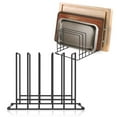 thumbnail image 1 of Grusce 2PCS 5-Slot Iron Cutting Board Racks, Kitchen Cabinet Organizer, 5 Tiered Shelves for Baking Trays, Cutting Board, Cookie Sheet, Muffin Pans, Countertop Bakeware Organizer with 5 Compartments, 1 of 11