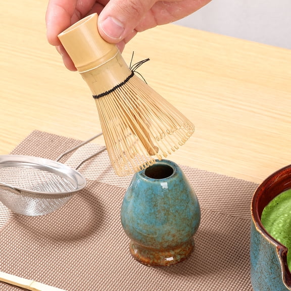 Grusce 2PCS Bamboo Matcha Whisk Set, Efficient Foaming Matcha Tea Set, Comfortable Grip Broom Making Tool Easy Cleaning for Cooking