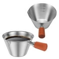 thumbnail image 1 of FUYGRCJ 2PCS Espresso Measuring Cup, 304 Stainless Steel Espresso Shot Cup, 100ml/3.4oz Coffee Mug with Wood Handle, Scale and V Shape Pour Mouth, for Latte, Americano, Cappuccino, 1 of 10
