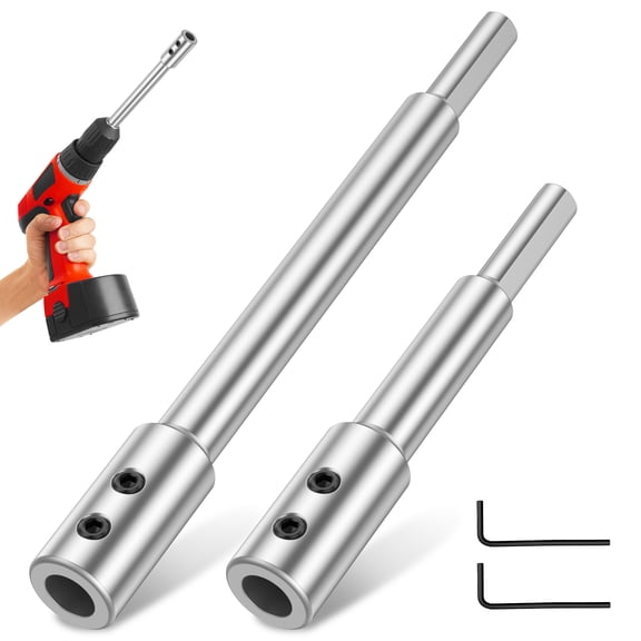 Grusce 2PCS Forstner Drill Bits Extension Kit, 4.5" and 7" Long Forstner Drill Bit Extension Fits 3/8" Fork Type Bits Suitable for Processing Furnishing Woodworking