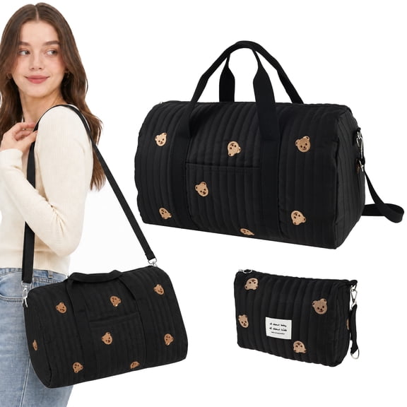 Grusce 2PCS Maternity Bag, Large Capacity Duffel Tote Diaper Tote Bags with Shoulder Strap and Multiple Pockets