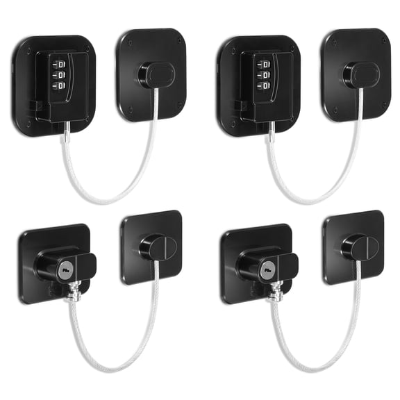 Grusce 2PCS Refrigerator Lock, Heavy Duty Fridge Lock, Combination Lock, 2PCS Fridge Lock with Key for Refrigerator Cabinets, Drawers, Safety, Easy Install