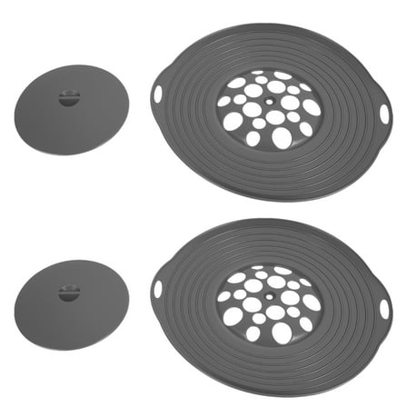 Grusce 2PCS Silicone Pot Lid for 15 to 28 cm Pot and Pan, Anti Overflow Dust Proof Collapsible Splash Guard for Cooker Microwave