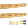 thumbnail image 1 of Grusce 2PCS Wall Mounted Coat Rack with 5 Hooks, Wood Wall Hook Rack, Modern Scandinavian Home Decor for Entryway Living Room Jacket Scarf Bag Towel Hat, 1 of 9