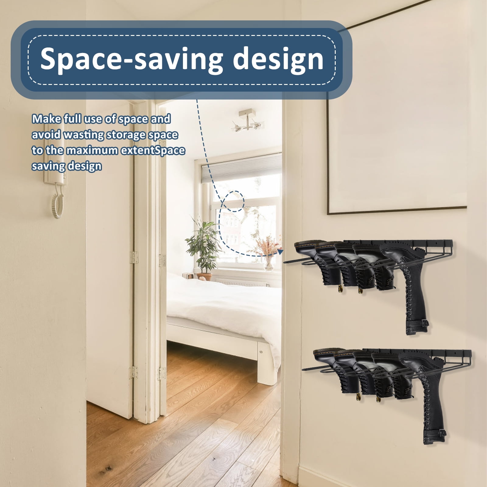 Grusce 2Pcs Boot Rack Metal Wall Mounted Boot Rack Sturdy Shoe ...