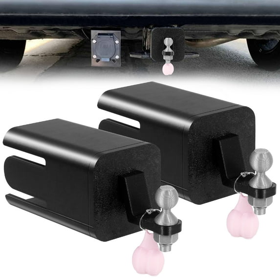Grusce 2Pcs Funny Trailer Hitch Cover Novelty Trailer Hook Cover with Tiny Nuts Waterproof Plastic Towing Hitch Covers Personalized Trailer Hitch Covers Prank Gift Trucks Accessories for Truck