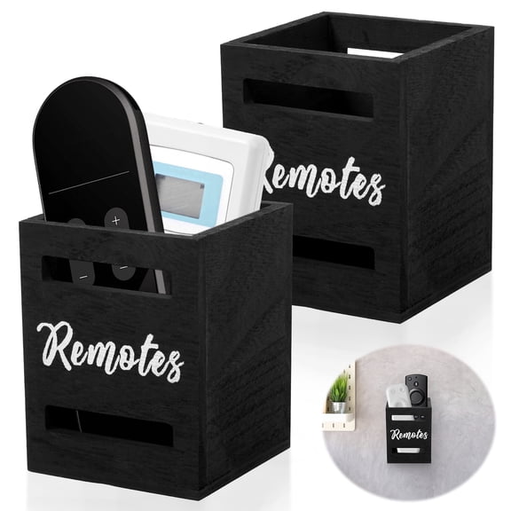 Grusce 2Pcs Remote Control Holder for Table Vintage Wooden TV Controller Holder Office Supplies Organizer for Living Room Bedside Couch