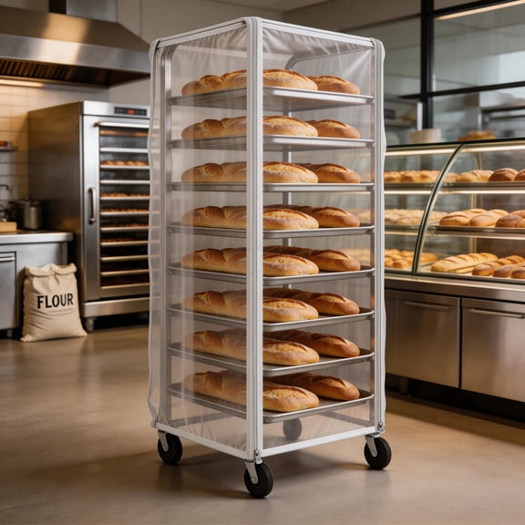 Grusce 2Pcs Speed Rack Cover with Zipper Waterproof Dustproof Bun Pan Rack Cover for Bakery Commercial and Home Use 28" L x 23" W x 61" H